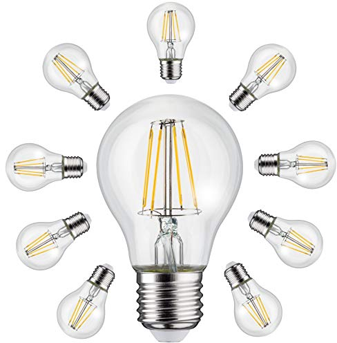 Maclean MCE267 10-er Pack Retro Edison Filament Glühbirne LED E27 Vintage Dekorative Glühlampe Beleuchtung Birne Warmweiß 3000K 230V (10x 6W 600lm)