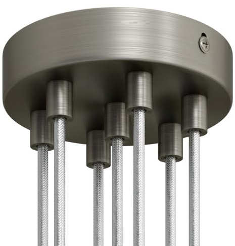 creative cables - Zylindrischer 7-Loch-Lampenbaldachin Kit aus Metall - Zylindrisch, Titan satiniert