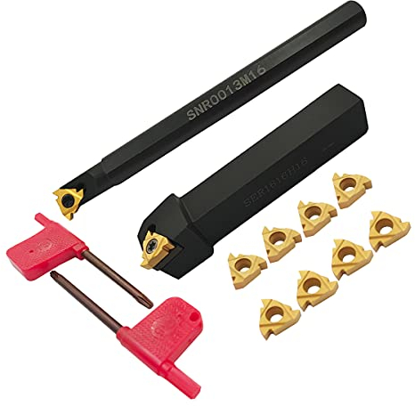 Barra alesatrice da 1/2 5/8 SNR0013M16+SER1616H16 Tornio Inserti di filettatura interna Portautensili per tornitura con 5pcs 16ER AG60+5pcs 16IR AG60 Inserti per tornitura in carburo.
