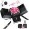Emibele Konserviert Echte Rosa Rose mit S925 Sterling Silber Halskette, Rose mit Ich Liebe Dich Halskette in 100 Sprachen, Spieluhr mit Lichtern Romantische Geschenke für Mama Oma Frau Freundin