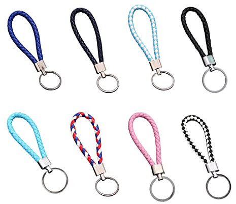8 Pièces Porte-Clés en Cuir Tressé POUR Porte-clés de Voiture en Cuir Tressé Multicolore Porte-clés pour Hommes et Femmes Pendentif Clé Idéal pour les Clé de Voiture Moto et Maison
