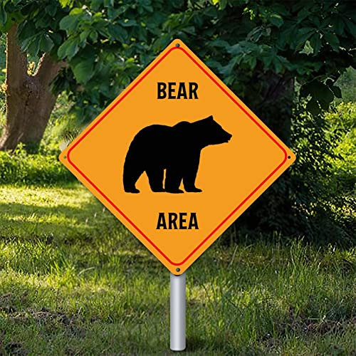 Yelolyio Targa in metallo con scritta Bear Area, segnale di avvertimento Attenzione all'attraversamento dell'orso Zona resistente alle intemperie cartello con animali arrugginiti cartello stradale
