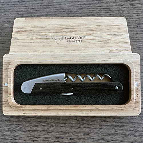 Laguiole En Aubrac Sommelier DeLuxe Kellner-Korkenzieher, Andre & Michel Bras Edition, Ebenholzgriff, Vintage-Weinöffner