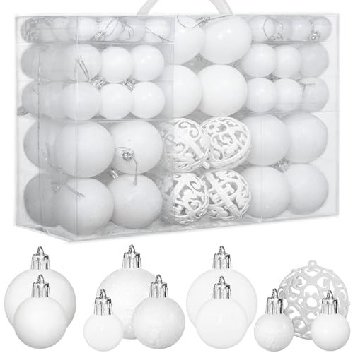 ZFYQ 100Pcs Palle di Natale, Set di Palline Decorative da Appendere per Decorazioni Natalizie per L'albero, Bianco