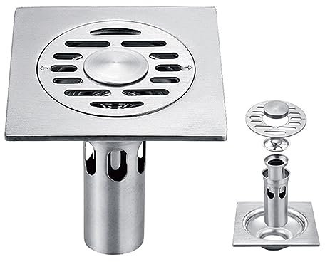 YUKORT Sumidero Plata y BlackIninVisible Ducha Drenaje de Ducha/Baño Balcón Uso Material de latón Drenaje Rapido Azulejo Inserte Drenajes Cuadrados DesagüE De Piso (Color : 2cm Deep Sealing)