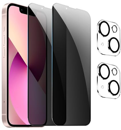 GXAYZ 【2+2 Piezas】 Protector Pantalla Privacidad para iphone 13 mini,Anti Spy Cristal Vidrio Templado Anti Espía Screen Protector Privacy Vidrio Templado