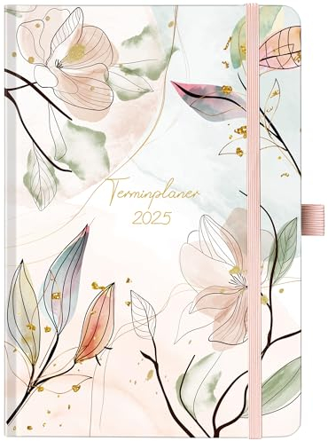 Terminplaner 2025-2026 - Kalender 2025-2026, Wochenplaner 2025-2026, Aug 25 - Sep 26, Planer, Organizer, A5 Terminplaner mit Einstecktasche, Gummiband, 21.4 cm × 14.6 cm, Rosa