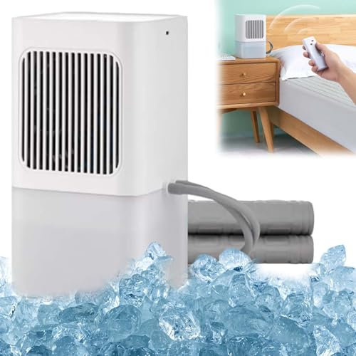 WENNEWU Cooling Mattress Topper, Air Blowing Cooling Mattress Topper, Cool Down 5-8℃ Bed Air Conditioner under Sheets, Ice Pad Air Conditioned Mattress Topper,White,1.6 * 1.4m