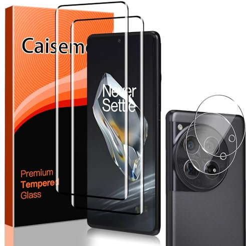 Caisemo 2+2 Pack 3D Screen Protector for Oneplus 12 with Camera Lens Protector, Tempered Glass Screen Protector, 9H Hardness, Anti Scartch