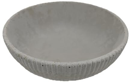 Betonschale | Deko Schale aus Beton | Handgefertigt | Moderne Deko | Blumentopf Schlüsselschale Pflanzentopf (Rund) (Betongrau ø200x70mm Rille)