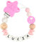 Kowlone Clip Ciuccio con Nome Personalizzata Catenella Portaciuccio Mamma Papà Porta ciuccio per Bambini(Rosa)
