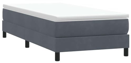 vidaXL Boxspringbett ohne Matratze Dunkelgrau 80x220 cm Samt, Bett, Bettgestell, Einzelbett, Schlafzimmermöbel, Bettrahmen, Samtbett, Polsterbett