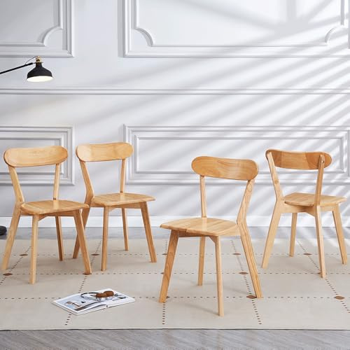 DZOVAD Wood Dining Chairs Set of 4, Farmhouse Kitchen Chairs Set, 100% Natural Solid Wood Material, FSC-Certified