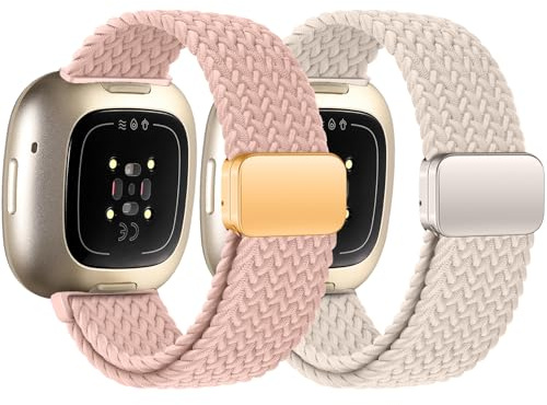 Gittos Magnetisch Geflochtene Armband Kompatibel mit Fitbit Versa 4/Versa 3/Sense/Sense 2