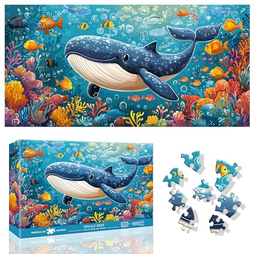 Ginfonr Puzzle 1000 Teile 《Whale Reef 》 Puzzle Erwachsene Herausforderndes Rätsel,Puzzlespiele Für Die Ganze Familie, EIN Festliches Geschenk Für Freunde in Einer Schönen Verpackung Tier