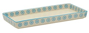 Tranquillo Bandeja rectangular de baño de cerámica impresa a mano, 23 x 12 x 2,5 cm, étnico