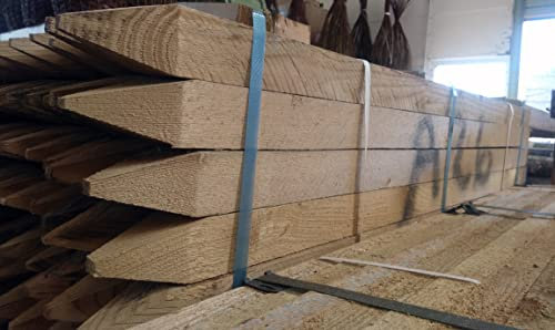 F&G Supplies 10 x 1.2m (4ft) Tall x 47mm (Approx. 2 Inch) Thick Square Wooden Pointed Pressure Treated Tanalised Wooden Stakes Posts - Much Stronger and Longer Lasting than Agricultural Grade Stakes