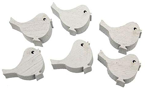 RiloStore 72 STK Holz VÖGEL Weiss 2,5cm Taufe Kommunion Frühling Hochzeit Basteln Tischdeko Shabby Chic Vintage Nostalgie Holz Streuteile