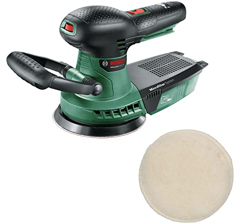 Bosch 06033D2100 Advancedorbit 18 Ponceuse excentrique sans fil technologie syneon 18 V + 2609256049 Bonnet de polissage en laine pour Ponceuse orbitale Diamètre 125 mm