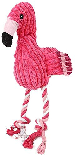 Uteruik Jouet interactif à mâcher en coton pour chien et chiot en forme de flamant rose