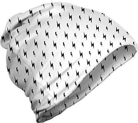 ABAKUHAUS Modern Unisex Beanie, Thunderbolt Zig Zag, Wandern im Freien, Schwarz-Weiss