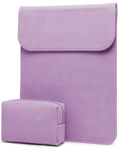 HYZUO 15-16 Inch Laptop Sleeve for MacBook Pro 16 M5/M4/M3/M2/M1 Pro/Max A3428 A3429 A3403 A3186 2026-2019, MacBook Pro 15 2015-2012, XPS 15, Faux Suede Leather Case with Accessory Bag, Violet