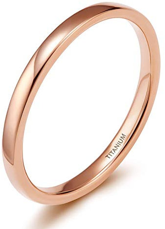 Zakk Bague fine en titane poli pour homme et femme Alliance Bague Mariage de fiançailles Promesse Anneaux 2mm/4mm/6mm/8mm/10mm (Or Rose 2mm,52 (16.6))
