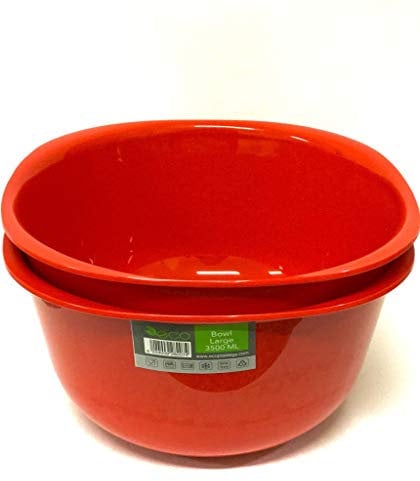 ECO Unbreakable Colourful Plastic Bowls with Cover Set of 4 Shatterproof 100% Food Safe Perfect for Camping, Indoor, Outdoor and Picnic (Red, Large 3500ML)