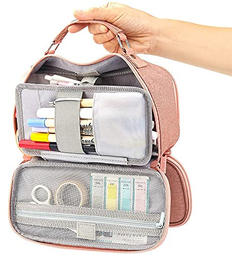 EULANT Federtasche Teenager Mädchen,Federmäppchen Groß mit 3 Fächer,Mäppchen Jungen Etui Schule Federpenal Pencil Case für Schule & Büro,Rosa