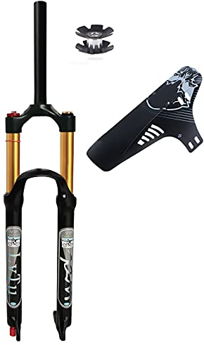 LvTu 26/27,5/29 Zoll Federweg 140mm MTB Luft Federgabel, 1 1/8 Rebound Adjust Manuelle/Fernverriegelung QR 9mm Gerades/Konisches Rohr XC AM Ultraleicht Mountainbike Vorderrad Gabel