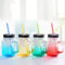 Tikwisdom Lot de 4 bocaux en verre avec couvercle et paille - Couleur dégradée - 500 ml
