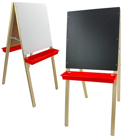 Flipside Products Child's Black Chalkboard and White Dry Erase Easel, Kids Foldable, Drawing in Classroom, Whiteboard