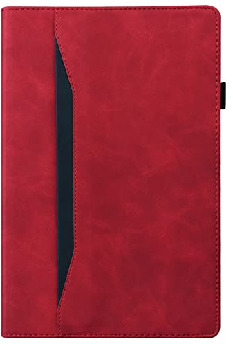 Kedic Étui pour Tablette Fire HD 8 (Compatible avec Les tablettes de 6e/7e/8e génération, modèle 2016/2017/2018), Coque Protection de Style d'affaires avec Fonction de Support, Rouge