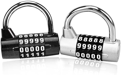 Profiwoab Cadenas à Combinaison à 5 Chiffres, 2 pièces cadenas a code, Cadena Peut être Réinitialisé pour l'Ecole, Casier Sportif et Sport, Etui, Boîte à Outils, Clôture