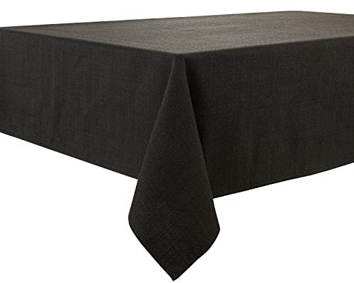 BALCONY & FALCON Rectangle Tablecloth, Wrinkle Resistant and Water Proof Table cloth, Decorative Linen Fabric Tablecloths for Dining, Parties, Kitchen, Wedding and Outdoor Use (Black, 140x240cm)