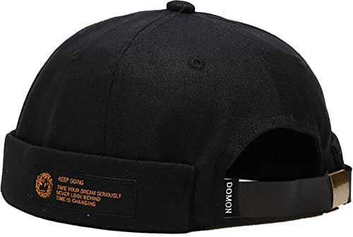 Docker Cap Seemannsmütze Docker Mütze Trawler Fischer Mütze Ohne Schirm Rollmütze Watch Cap Commando Work Beanie Corduroy Docker Leon Brimless Hat Rolled Cuff Harbour Hat (Schwarz)