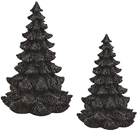 Miss Lovely Deko-Figuren Tannen-Baum 2er Set Weihnachts-Deko-Figuren Tannenbäume in schwarz Glitzer Weihnachts-Dekoration Figur Tannen-Baum Glitter Advent Winter