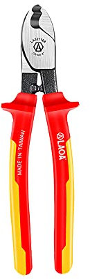 LAOA VDE Insulated Cable Cutter Protection Against Electric Shock Wire Stripper Tool Cable Scissors Manual Tool,8inch (LA321108)
