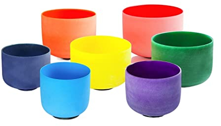 EIFINE 432hz Tuned Colored Set Quartz Crystal Singing Bowl 6-12 Inch With Handbag (Size : 6-12 inch 432hz)