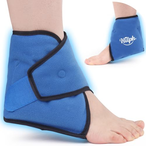 Hilph Ankle Ice Pack Wrap for Injuries Reusable, Hot & Cold Compress Gel Foot Ice Pack for Sprains, Swelling & Pain Relief, Plantar Fasciitis, Achilles Tendinitis, Heel Spurs & Surgery Recovery - Blue