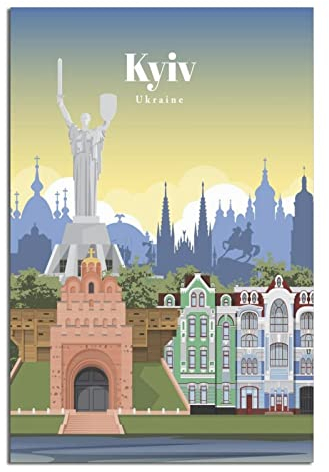 EWPLOREWASP Kyiv Vintage Reiseposter Leinwand Kunst Poster Geschenk Wanddekoration Gemälde Poster Dekorative Poster
