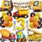 NAOLIU Bagger Geburtstag Deko 3 Jahre, Bagger Luftballons Geburtstag 3 Junge, Luftballon Bagger Kinder 3 Jahre, Geburtstagsdeko 3 Jahre mit Tortendeko Baustelle