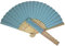 Parev Light Blue Paper Foldable Hand Held Bamboo Wooden Fan