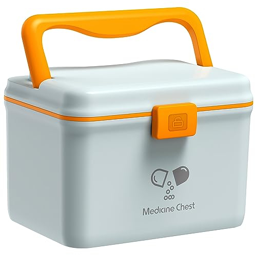 TUKA-i-AKUT 4,8L Medizinbox Zweilagig Portable mit Tragegriff, Medikamentenbox Hausapotheke Box Erste-Hilfe-Box Aufbewahrungsbox Tragbar, Multifunktionaler Medizinkoffer Outdoor Home, TKD6402 Blau