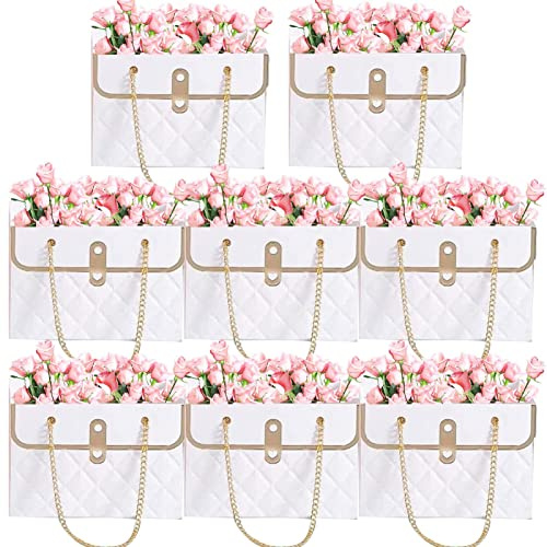 Sacchetti di Carta per Bouquet di Fiori, Scatola Regalo Impermeabile per Bouquet – Tote Bags Box con Manici Lunghi per composizioni Floreali Teksome