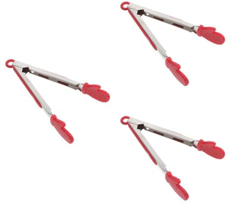 BESTonZON 3-teiliges Küchenzange Set, Kochzange mit Edelstahl und Silikonspitze, Küchenzange Grillzange Silikonzangen Zange, Fleischzange, Nudelzange zum Kochen, Grillen