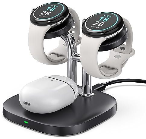 SwanScout Dual Watch Charging Station, Wireless Charger Stand Compatible with Google Pixel Watch/Google Pixel Buds Pro