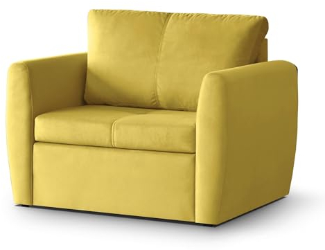 Mars Meble Bella Sessel mit Schlaffunktion Klappbar Schlafsessel Relaxsessel mit Bettkasten Fernsehsessel mit Bettfunktion Klein Schlafcouch Ausziehbar, Farbe: Gelb, Stoff: Trinity 18