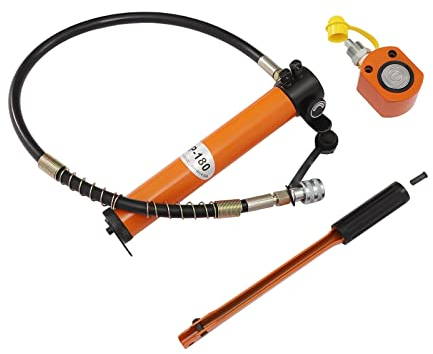 panfudongk Bomba hidráulica manual y juego de cilindros hidráulicos 10T - Ligero, duradero, fácil de usar - Presión 70Mpa - Herramienta de reparación