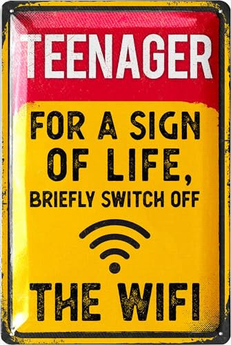 LANOLU Retro Blechschild Teenager Wifi - Coole Geschenke für Teenager als Türschild Zocken, Teenager Zimmer Deko, Geschenke für Teenager 20x30cm